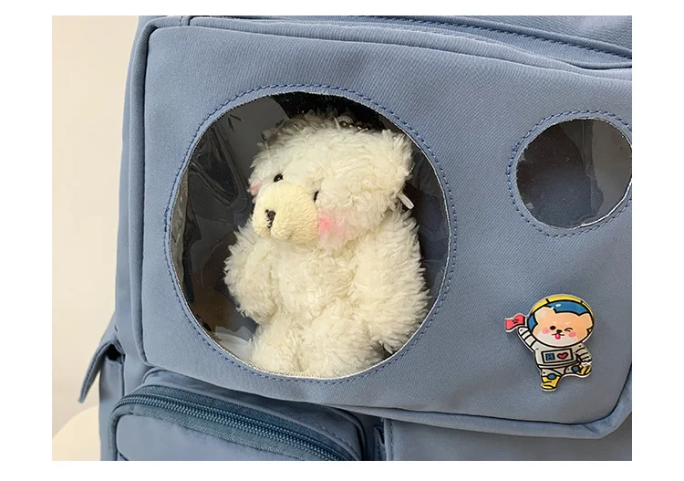 Mochila Ursinho Coreana Harajuku para Meninas, perfeita para escola e passeios. Design fofo e fashion, ideal para quem ama estilo e praticidade