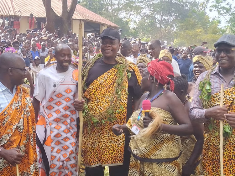 Busia Governor Paul Otuoma when he joined elders to celebrate annual Iteso Cultural Festival on December,26,2023.