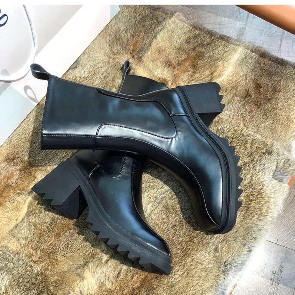 Title 7, Nuevos Zapatos Verano y Otoño Tacón Grueso Cuad...