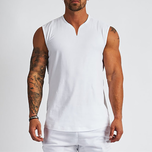 Title 4, V-neck Sleeveless Solid Color T-shirt Vest for ...