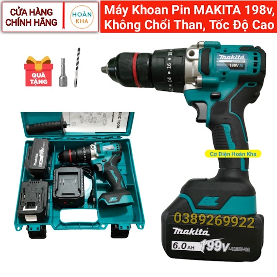 Máy Khoan Pin Mkt 199V Pin Khủng 10 Cell, Không Chổi Than, Máy Mạnh Tốc Độ Cao