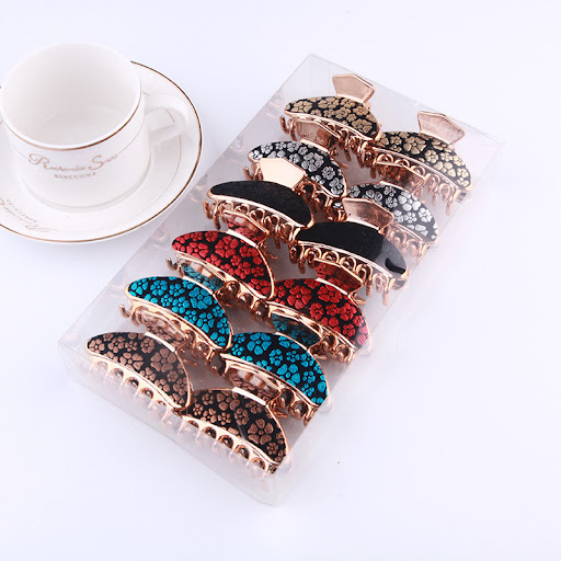 Title 6, Simple Hair Clip Flower Medium Spring Grip, per...