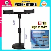 Gậy Chụp Ảnh, Giá Đỡ Điện Thoại, Cây Livestream Tripod Chân Tròn Để Bàn 2 Kẹp Ct106