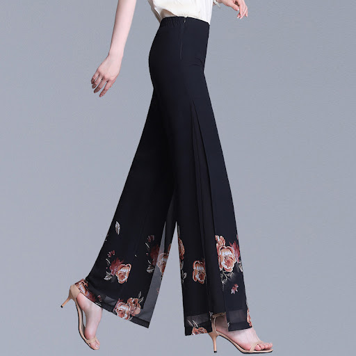 Title 3, High Waist Slim Printed Wide Leg Pants for Wome...