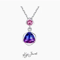 Dây chuyền nữ bạc Ý 925 đá tam giác màu tím sang trọng Kya Jewel