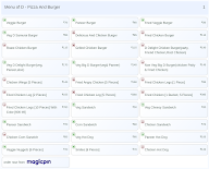 D - Pizza And Burger menu 1
