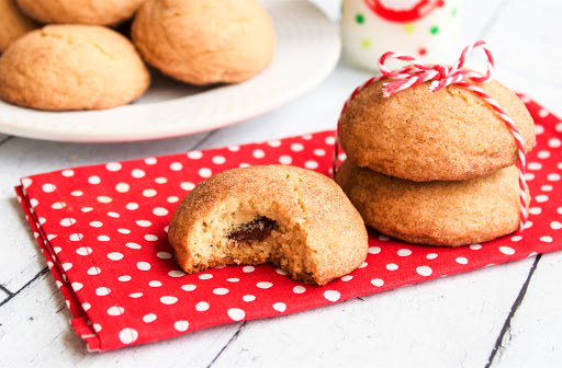 Chocolate Stuffed Snickerdoodles ready to be enjoyed.