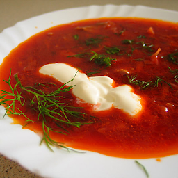 Borscht Soup + Sour Cream & Bread