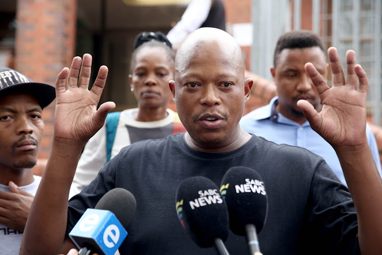 Mandla 'Mampintsha' Maphumulo addresses journalists outside the Pinetown Magistrate's Court where he appeared in connection with an assault on his girlfriend.