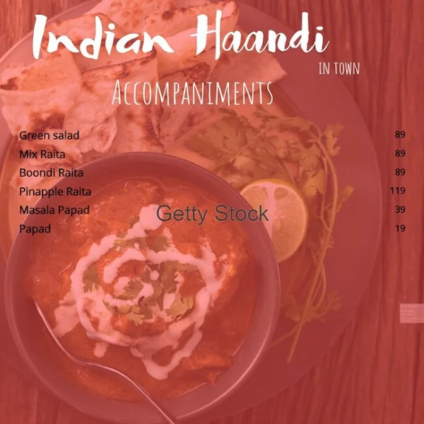 Indian Burger & Fast Food menu 