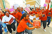 National Health Laboratory Service workers affiliated to Nehawu protest