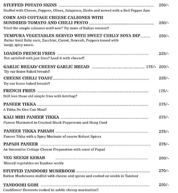 The Vege Table menu 