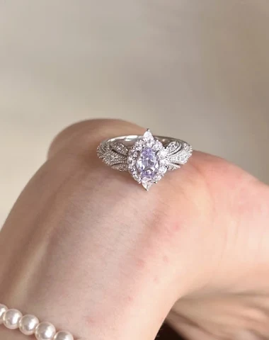 Bague en zircon lilas super brillan - 3