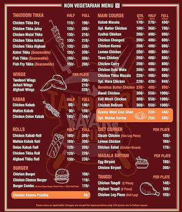 Tandoori Yaari menu 