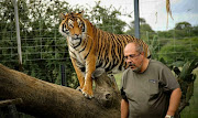 Rassie Erasmus with his eight-year-old Bengal tiger Sheba which he shot and killed on Wednesday after her escape in Walkerville south of Johannesburg.