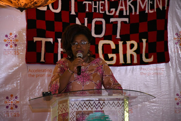 Ministry of Public Service, Youth and Gender Chief Administrative Secretary Racheal Shebesh speaking during the Elders forum to end FGM at Safari Park Hotel, November 7, 2019.