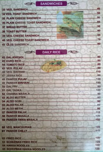 Hotel Bharat menu 