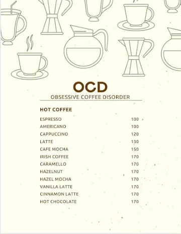 Obsessive Coffee Disorder menu 