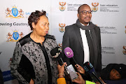 Minister of basic education Angie Motshekga and Gauteng education MEC Matome Chiloane.