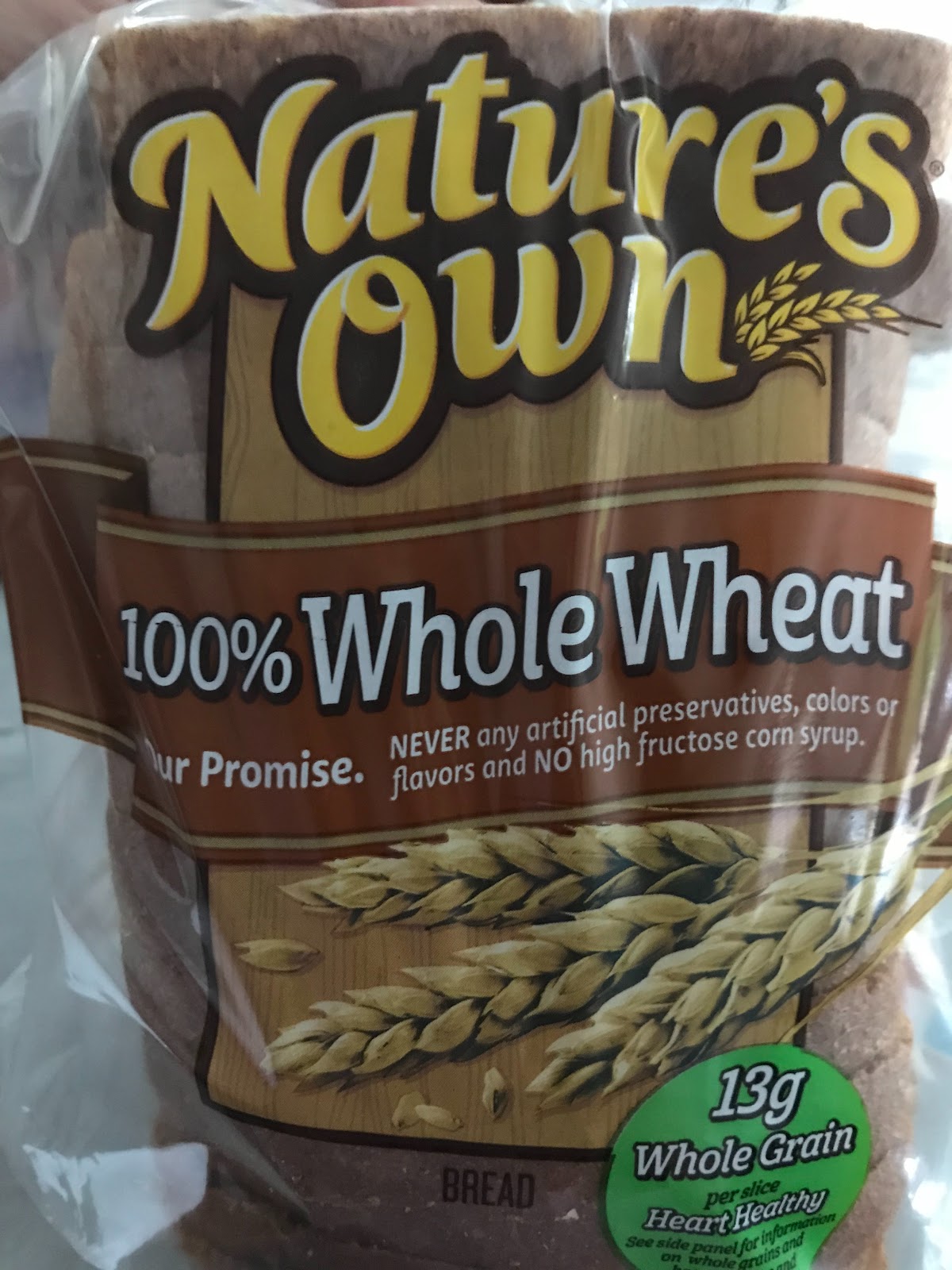 This is an example of a product that is 100% whole wheat, but does not appear to be a good source of fiber, because the serving size is small. 