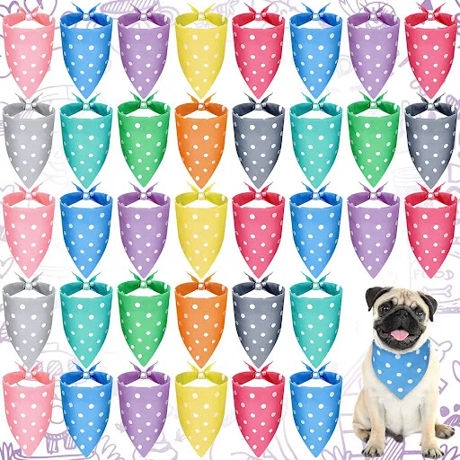 10Pcs Dog Bandana Polka Dots Point Dog Triangle Scarf Bib Accessories Plaid Dog Bandana For Small To Medium Dog Puppy Ca