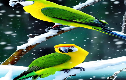 Parrots and white snow wallpaper small promo image