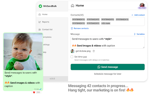 WASendBulk Bulk WhatsApp Sender for FREE