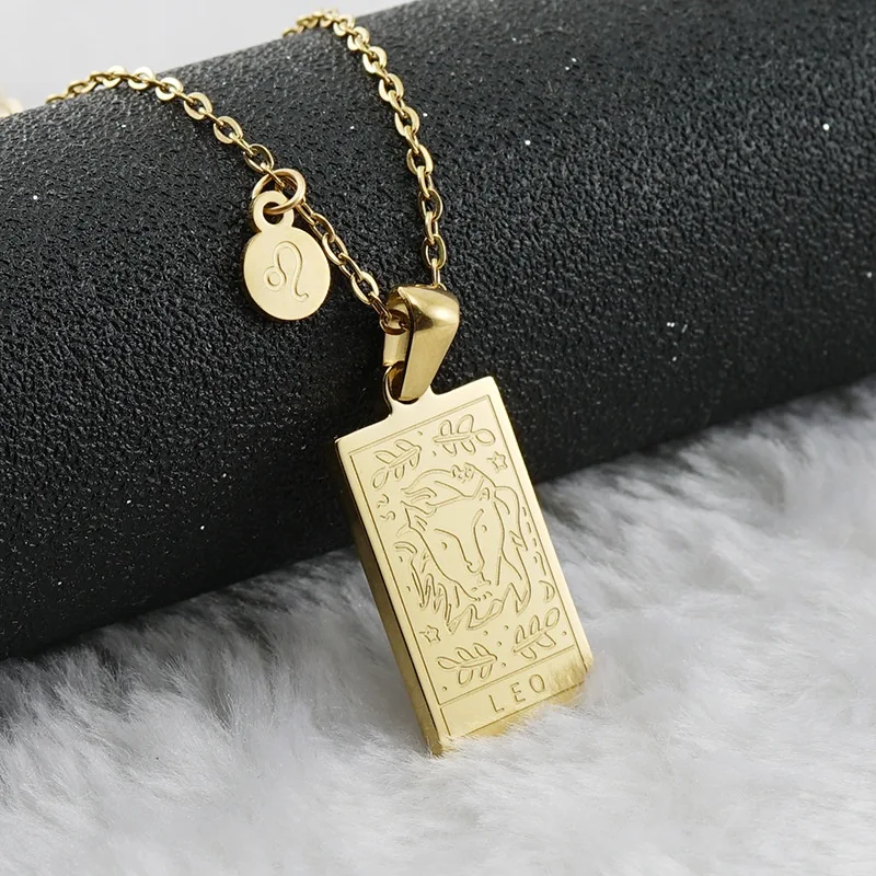 Colar de constelação de aço inoxidável 12 para mulheres, ouro 18K quadrado. Um presente elegante e personalizado para ela.
