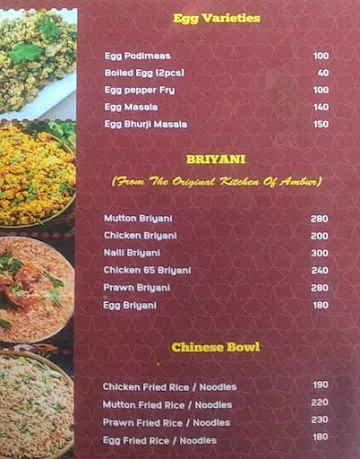 Ambur Star Biryani menu 