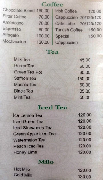 Cafe Arabica menu 