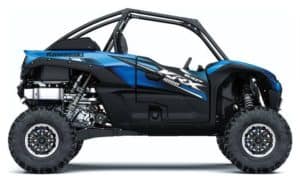 Blue and black Kawasaki Teryx KRX 1000 - rugged and powerful side-by-side for off-road adventures