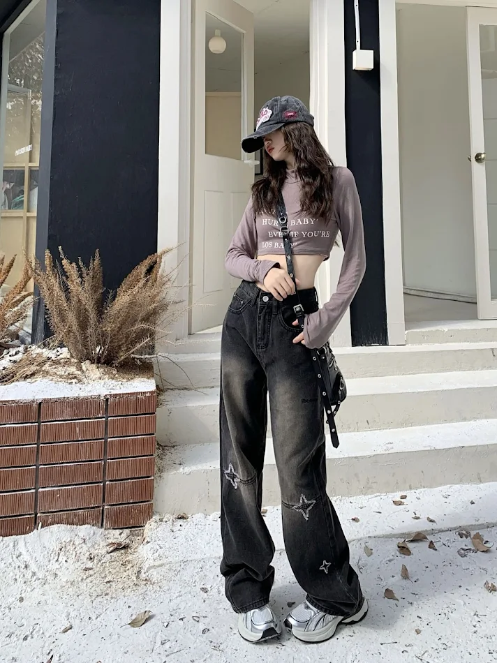 Jeans pour femmes Nouvelle mode Pantalon droit rétro Design. Confort et style vintage pour un look intemporel et élégant au quotidien.