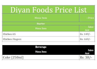 Diyan Foods menu 1