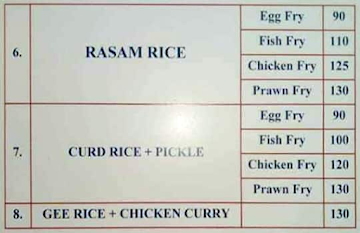 Karichatti Chettinad Restaurant menu 