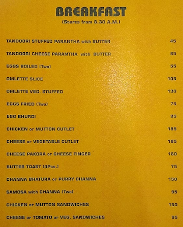 Novelty Restaurant menu 