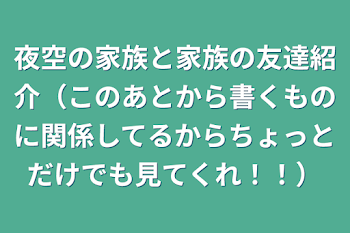 夜空の家族と家族の友達紹介（このあとから書くものに関係してるからちょっとだけでも見てくれ！！）