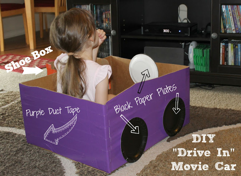 DIY Cardboard Box Car for a Drive In Movie Night