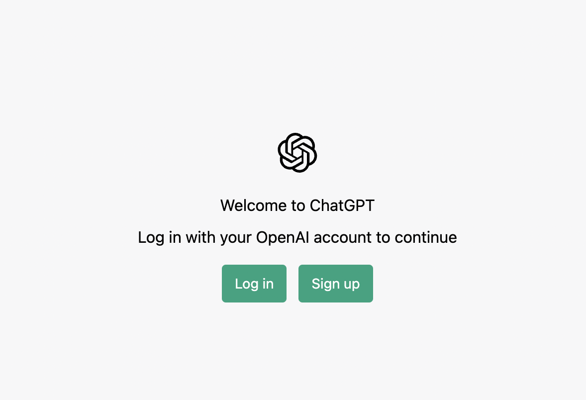 welcome screen for Chatgpt