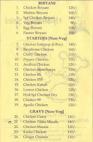 Hyderabadi Spice, Chandra Reddy Building menu 1