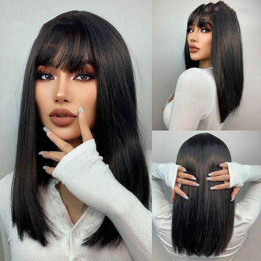 Title 6, Womens Straight Bangs Short Hair Styling Wig C...