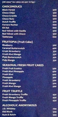 Modern Cakes menu 1