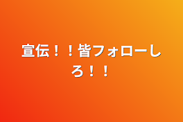 宣伝！！皆フォローしろ！！