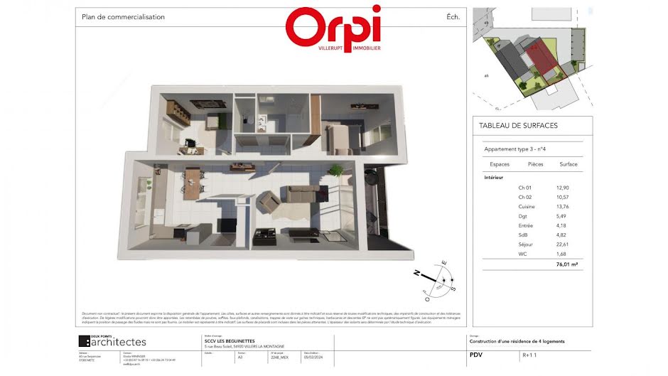 Vente appartement 3 pièces 73 m² à Mexy (54135), 246 609 €