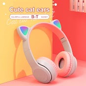 Tai Nghe Mèo Bluetooth Không Dây Có Đèn Led 𝐅𝐑𝐄𝐄 𝐒𝐇𝐈𝐏headphone Chụp Tai Gấp Gọn, Âm Bass Mạnh Mẽ, Pin Khủng