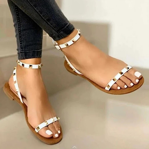 Title 4, Womens buckle strap rivet sandals. Stylish and...