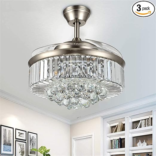 RuiWing 42” Crystal Ceiling Fan Chandelier