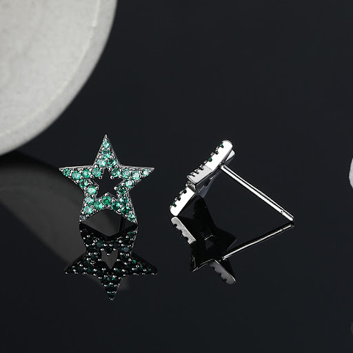 Title 5, S925 Sterling Silver Vintage Star Earrings perf...