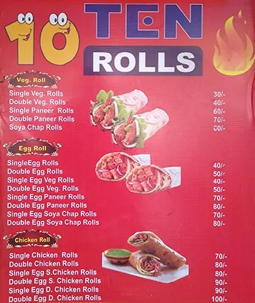 10 Ten Rolls menu 
