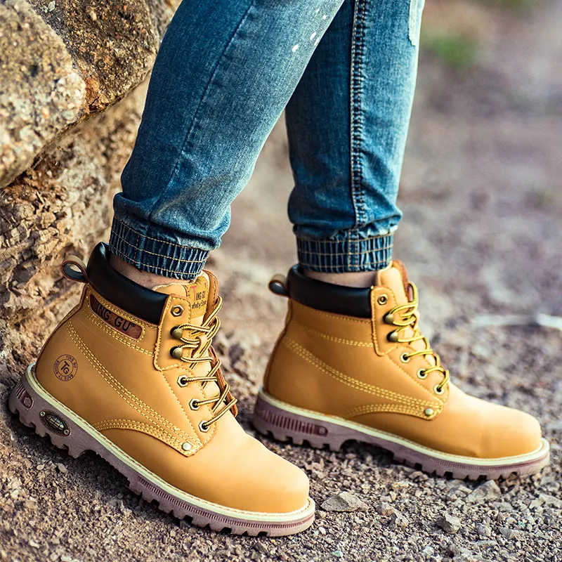 Title 1, Hoge werkschoenen met gele zool, anti-smash bes...