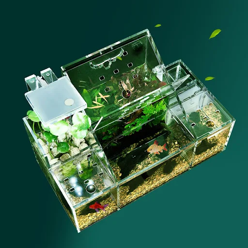 Large Size Aquarium Fish Tank Acrylic Small Fish Isolation Box Transparent Reproduction Box Creative Desktop Betta Fish 